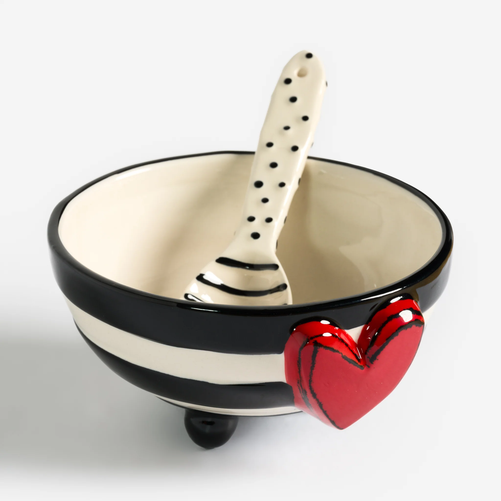 Wide Stripe Candy Bowl with Spoon Set