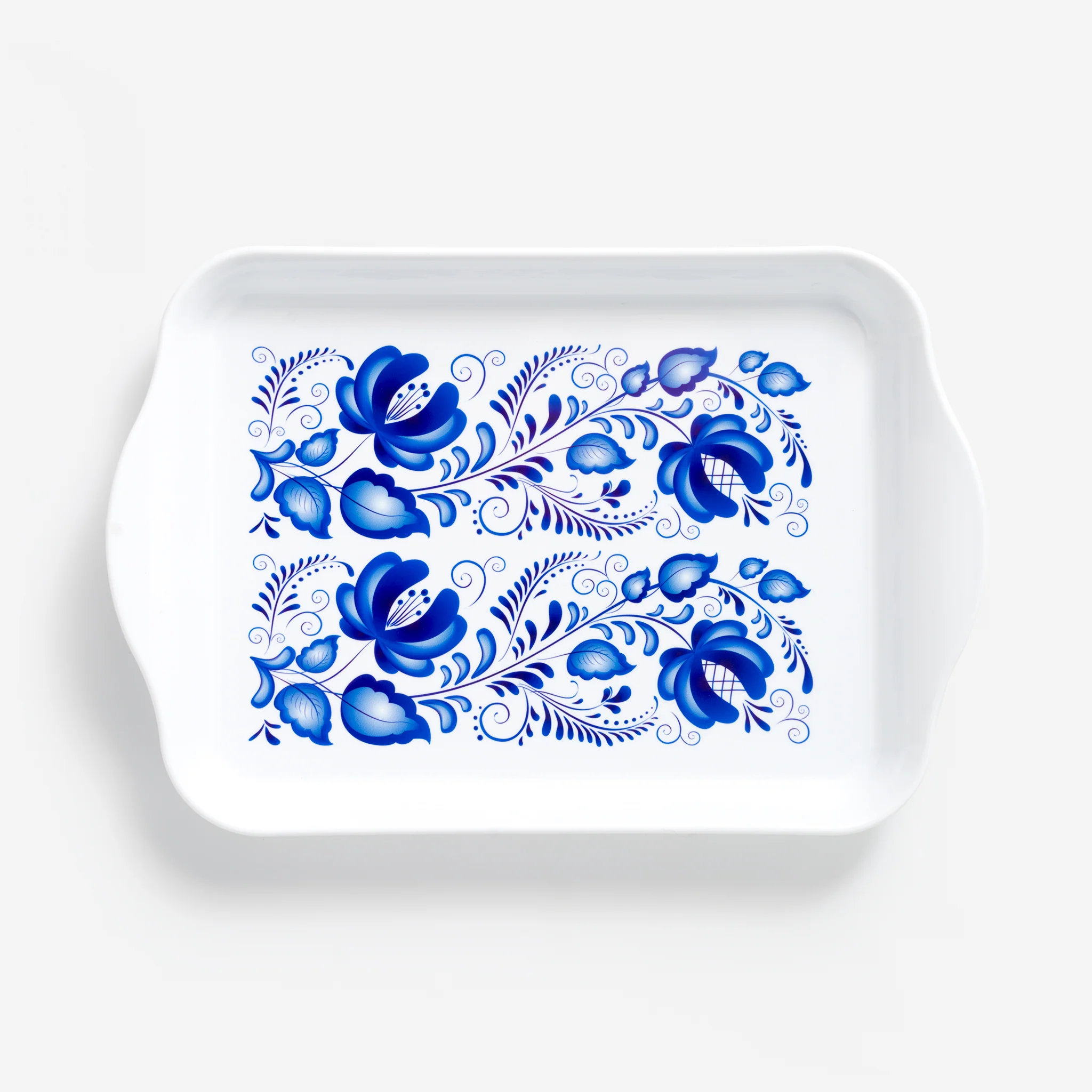 Samll Tray with Blue Folk Art Design