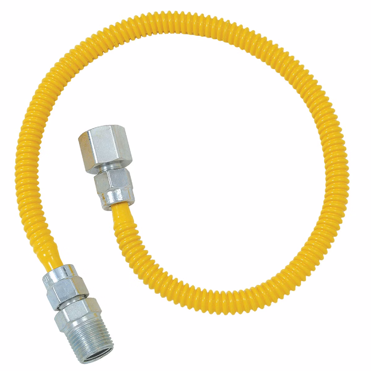 Dormont 3/8 In. OD x 60 In. Coated Stainless Steel Gas Connector, 1/2 In. FIP x 1/2 In. MIP (Tapped 3/8 In. FIP)