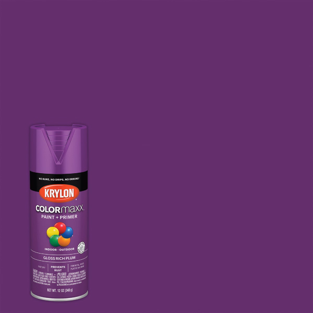 Krylon Colormaxx Gloss Spray Paint & Primer, Rich Plum