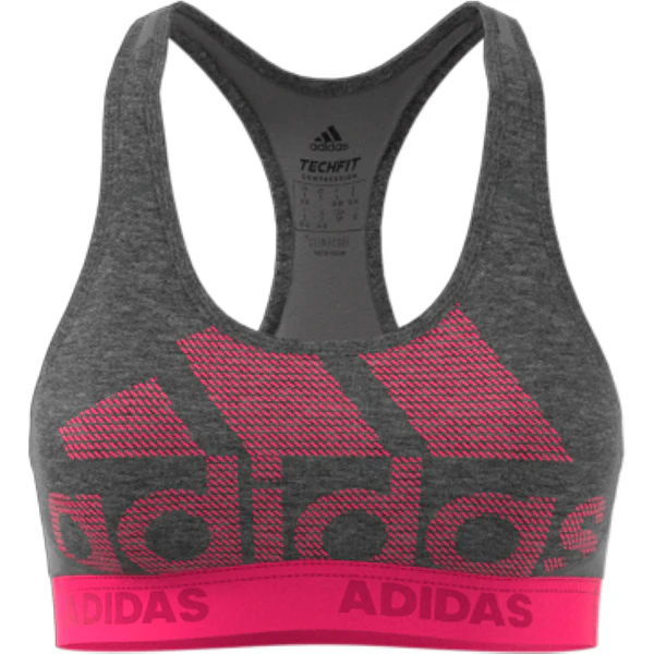 adidas Women’s Alphaskin Sports Bra (Dark Grey/Real Magenta)