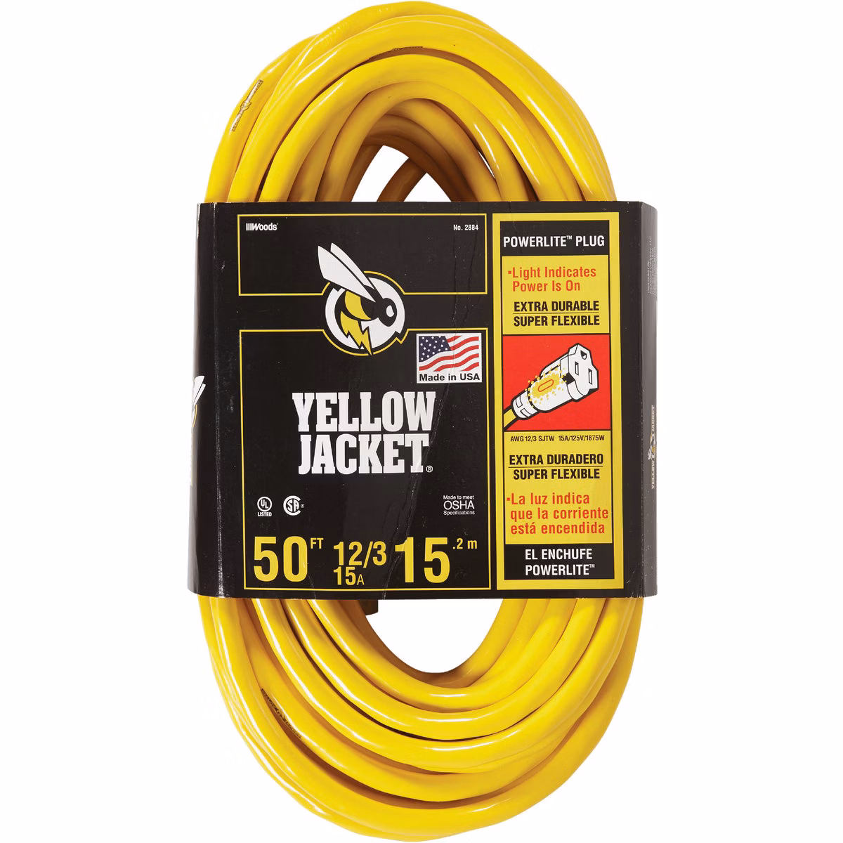 Yellow Jacket 50 Ft. 12/3 Heavy-Duty Extension Cord with Lighted End