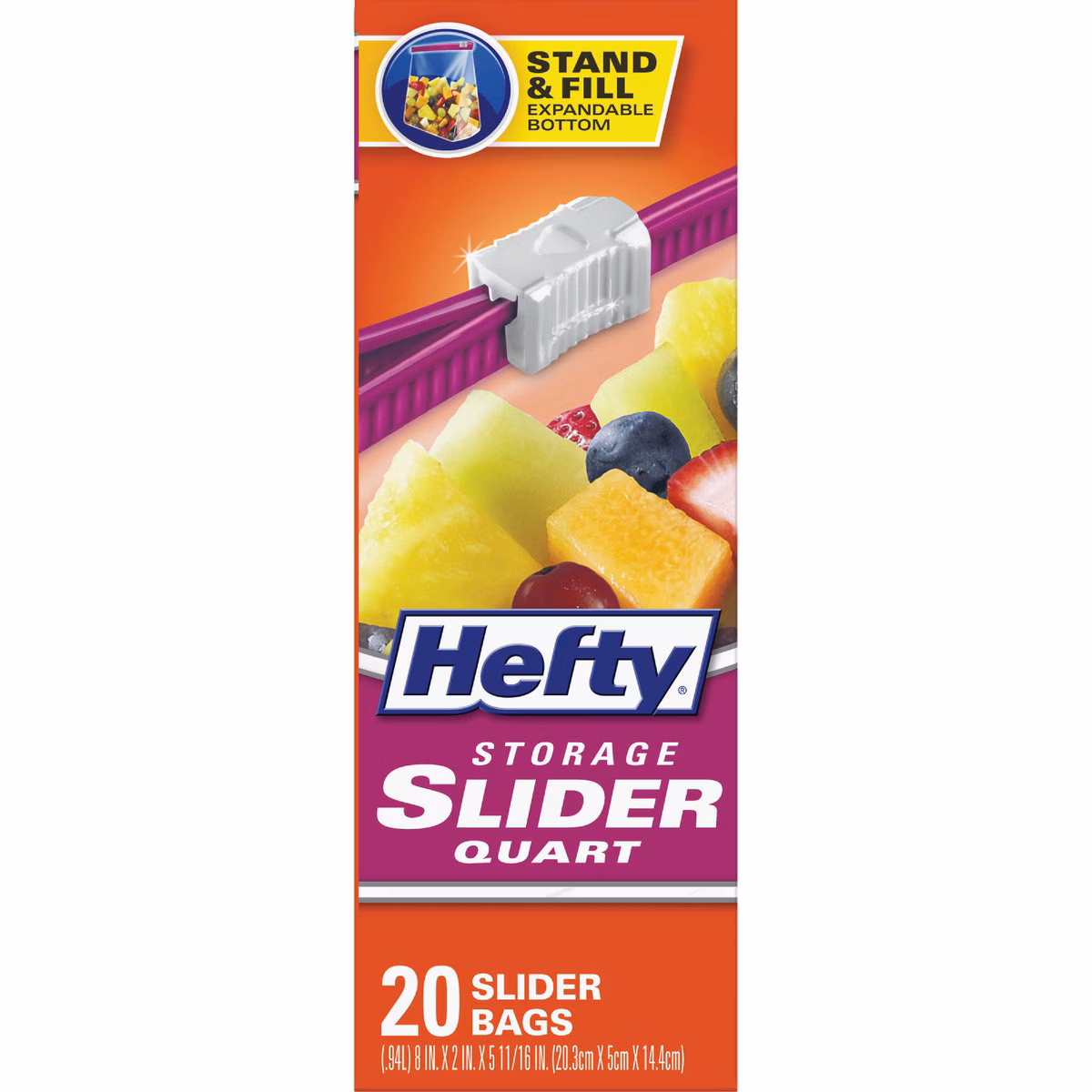 Hefty 1 Qt. Slider Food Storage Bag (20-Count) Stand & Fill Expandable Bottom