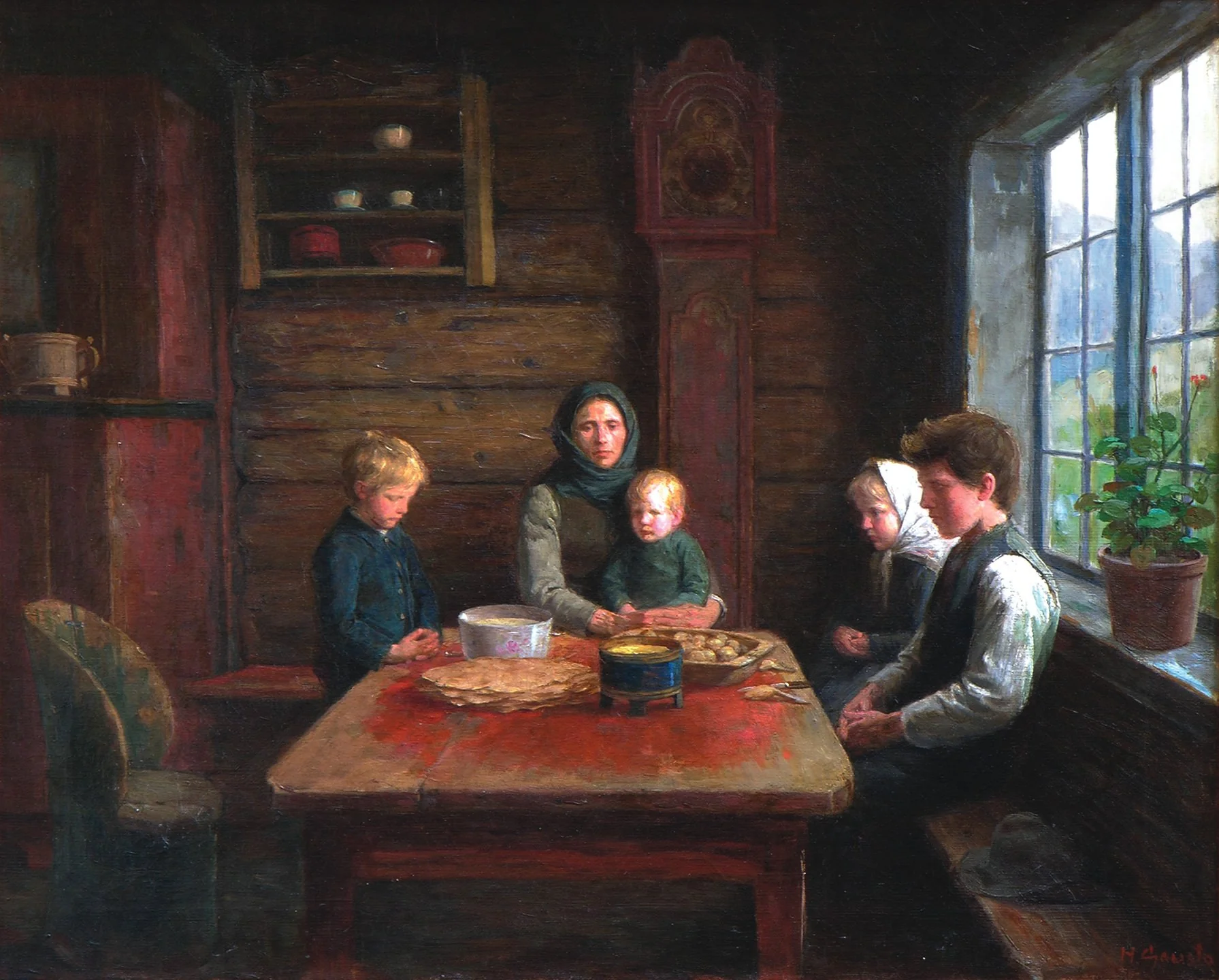 Giclée Print  from Vesterheim’s Collections – Grace Before The Meal by Herbjorn Gausta