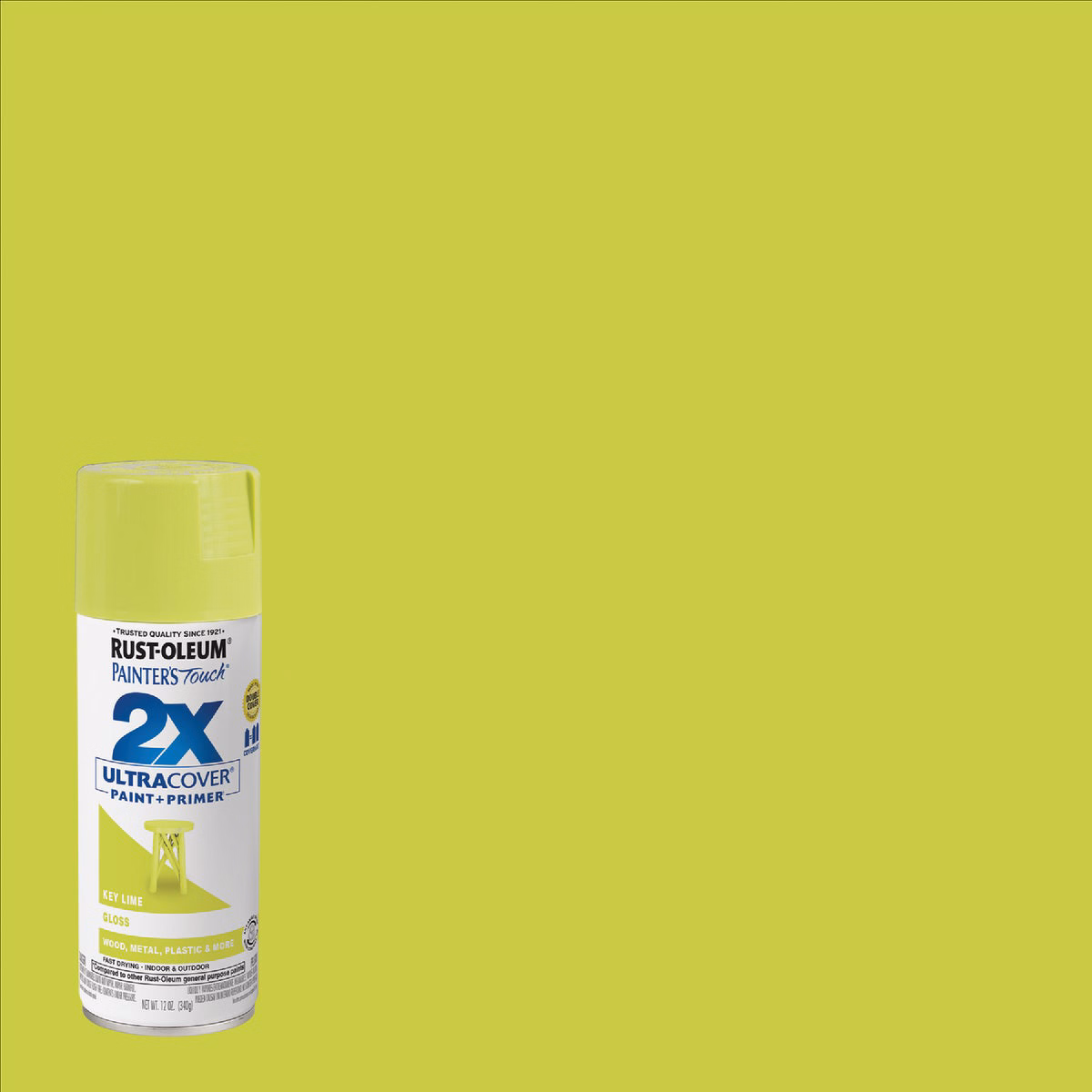 Rust-Oleum Painter's Touch 2X Ultra Cover 12 Oz. Gloss Paint + Primer Spray Paint, Key Lime