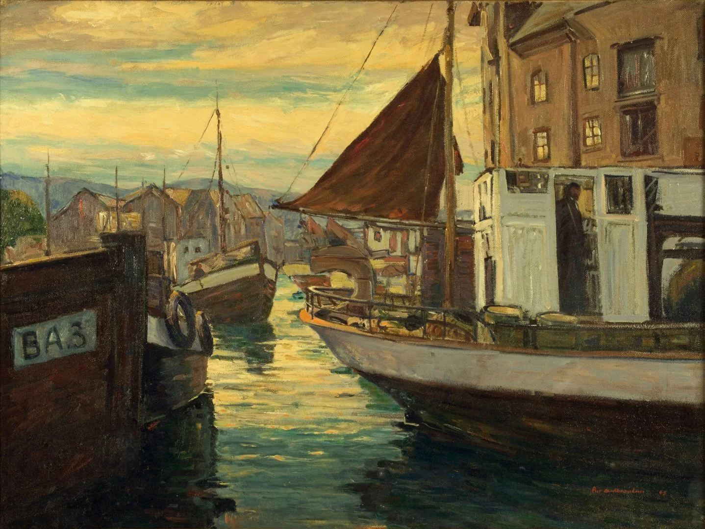 Giclée Print  from Vesterheim’s Collections – Twilight at Ålesund Harbor by Peer Gulbrandsen