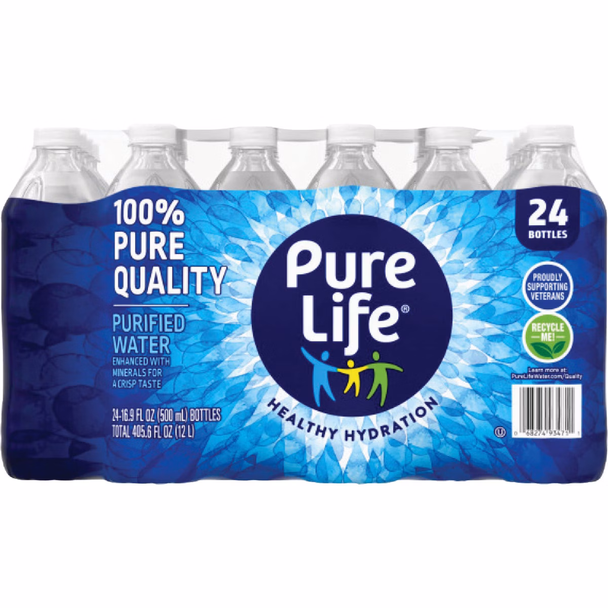 Pure Life 0.5 Liter Bottled Purified Water (24-Pack)