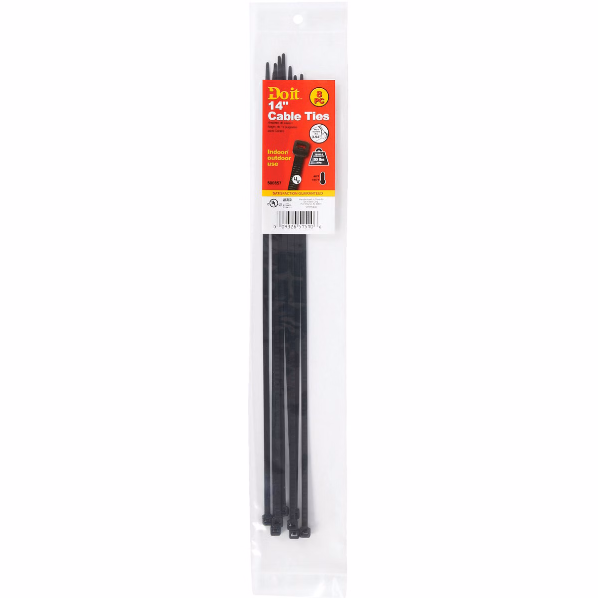Do it Best 14 In. x 0.189 In. Black Molded Nylon Weather Resistant Cable Tie (8-Pack)