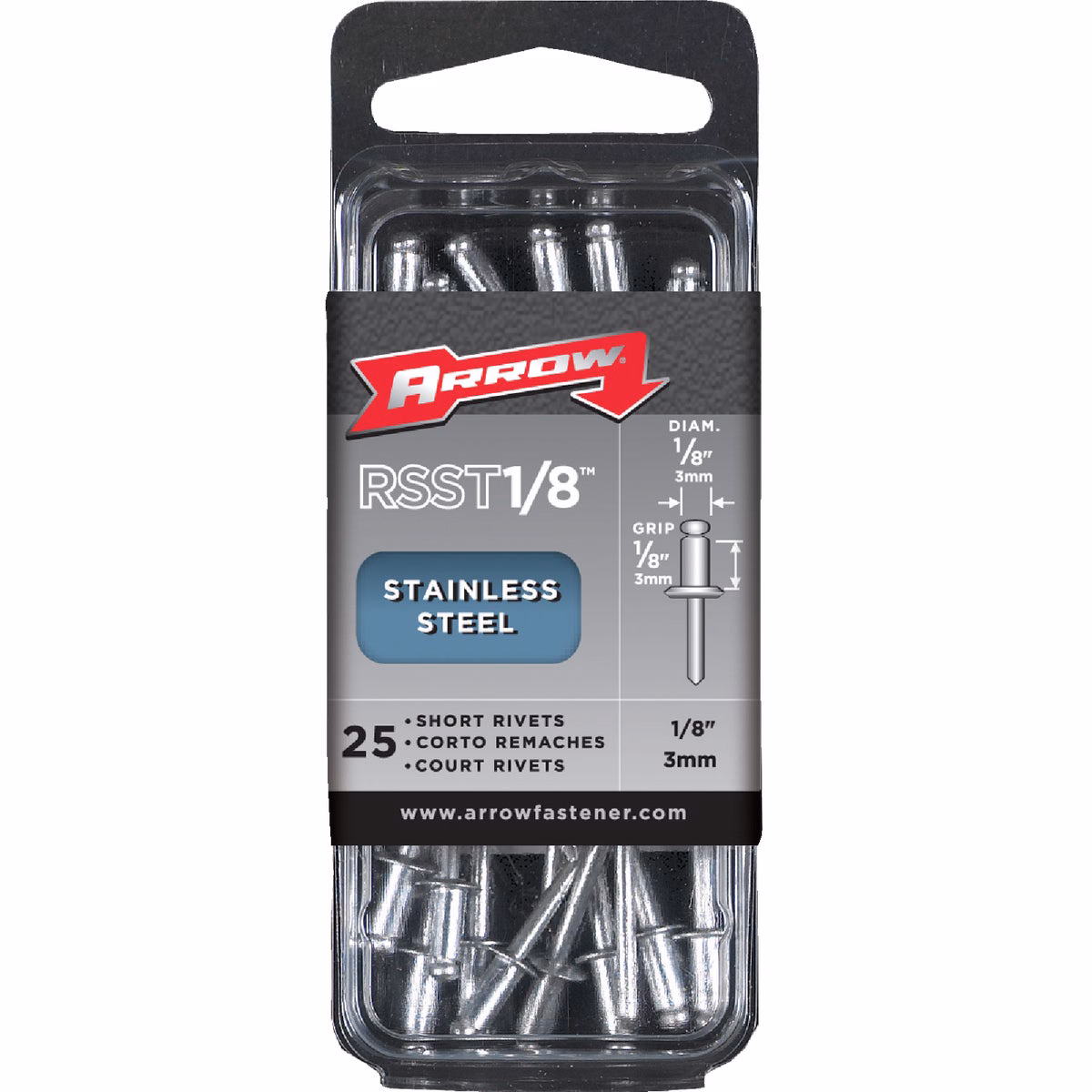 Arrow 1/8 In. x 1/4 In. Stainless Steel Rivet (25-Count)