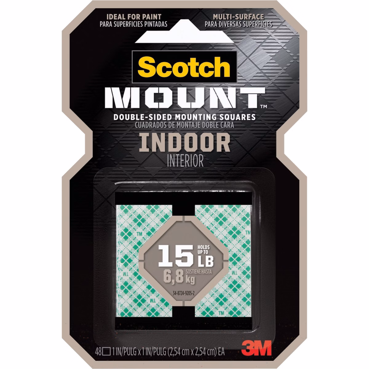 Scotch Mount 1 In. x 1 In. 15 Lb. Capacity Removable Mounting Squares (48-Pack)