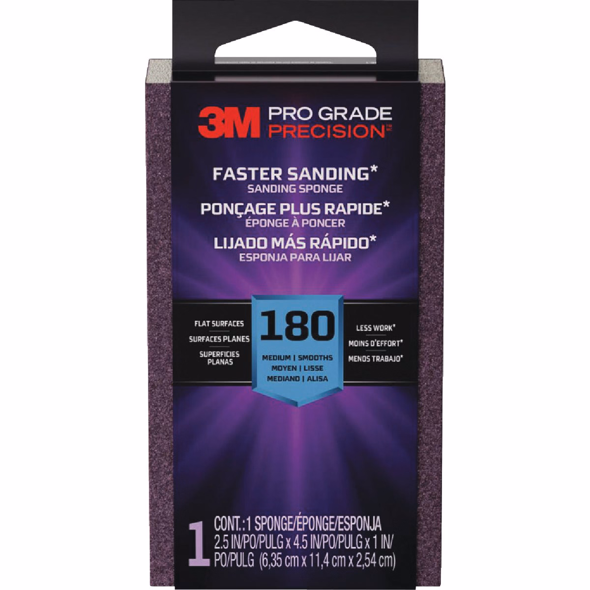 3M Pro Grade Precision 2.5 In. x 4.5 In. x 1 In. 180 Grit Fine Sanding Sponge