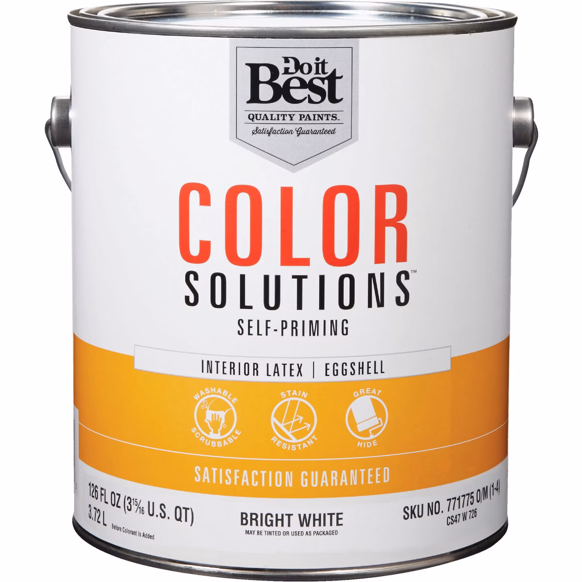 Do it Best Color Solutions Latex Self-Priming Eggshell Interior Wall Paint, Bright White, 1 Gal.