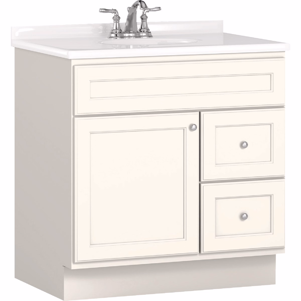 Bertch Northbrook 30 In. W x 34-1/2 In. H x 21 In. D White Vanity Base without Top, 2 Door/2 Drawer