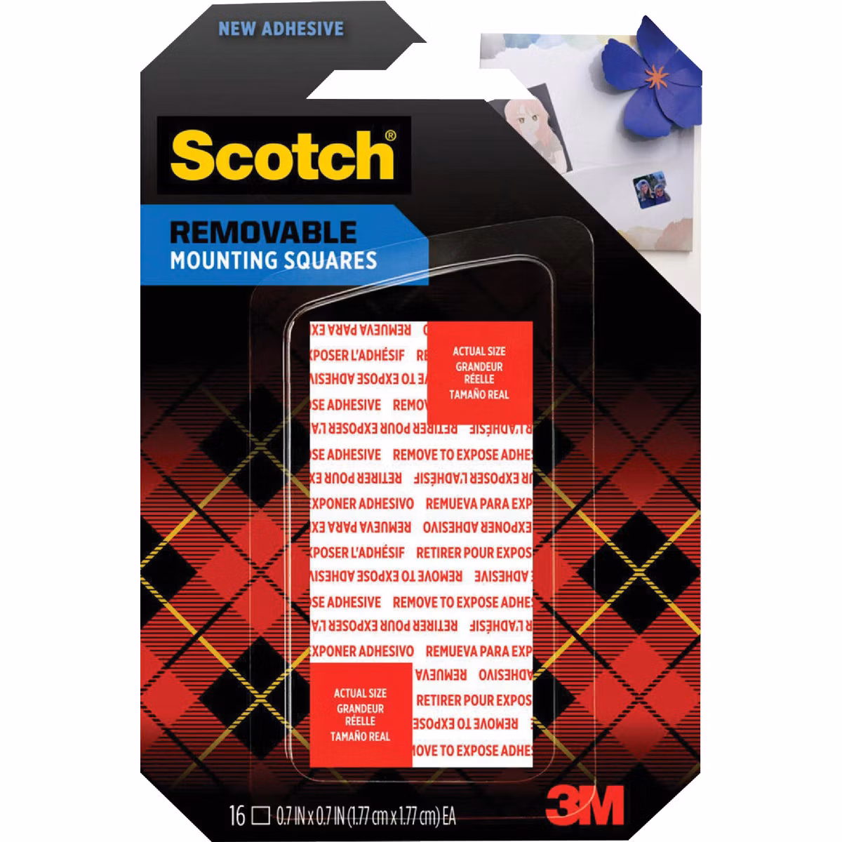 Scotch 1 In. x 1 In. 1 Lb. Capacity Removable Mounting Squares (16-Pack)