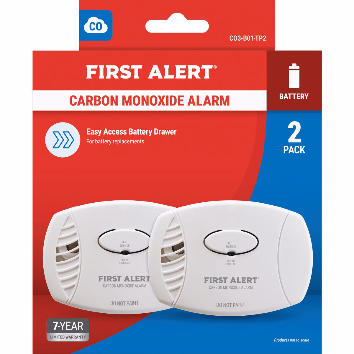 First Alert CO400 Battery Operated 9V Electrochemical Carbon Monoxide Alarm (2-Pack)