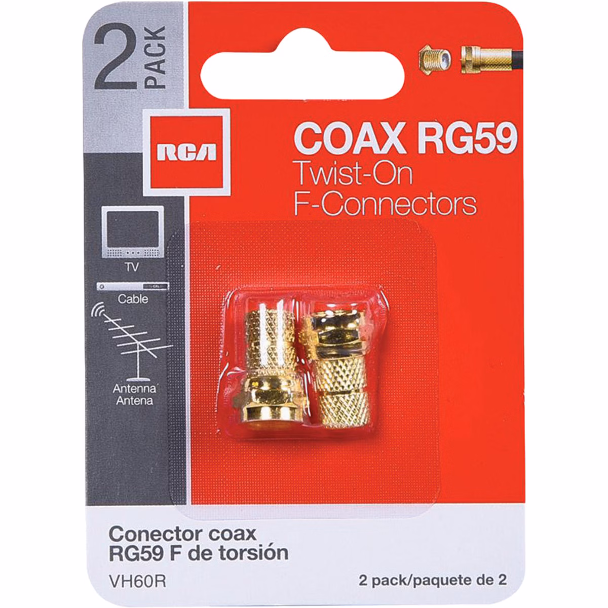 RCA RG59 Coaxial F-Connector (2-Pack)