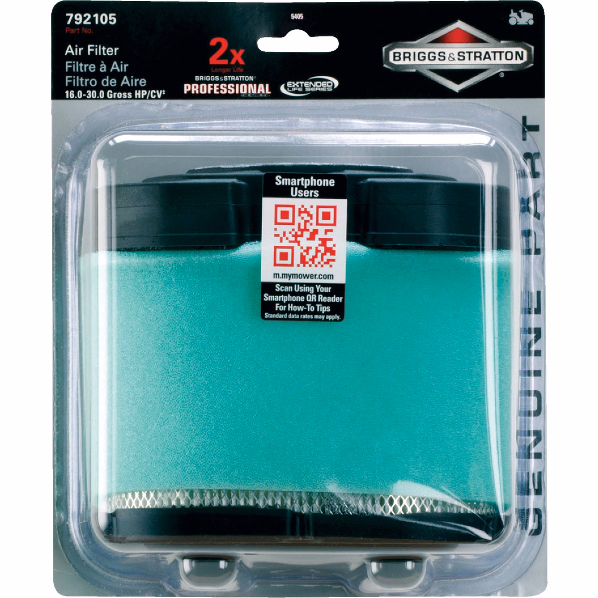 Briggs & Stratton 16 To 27 HP Paper Engine Air Filter with Pre-Cleaner