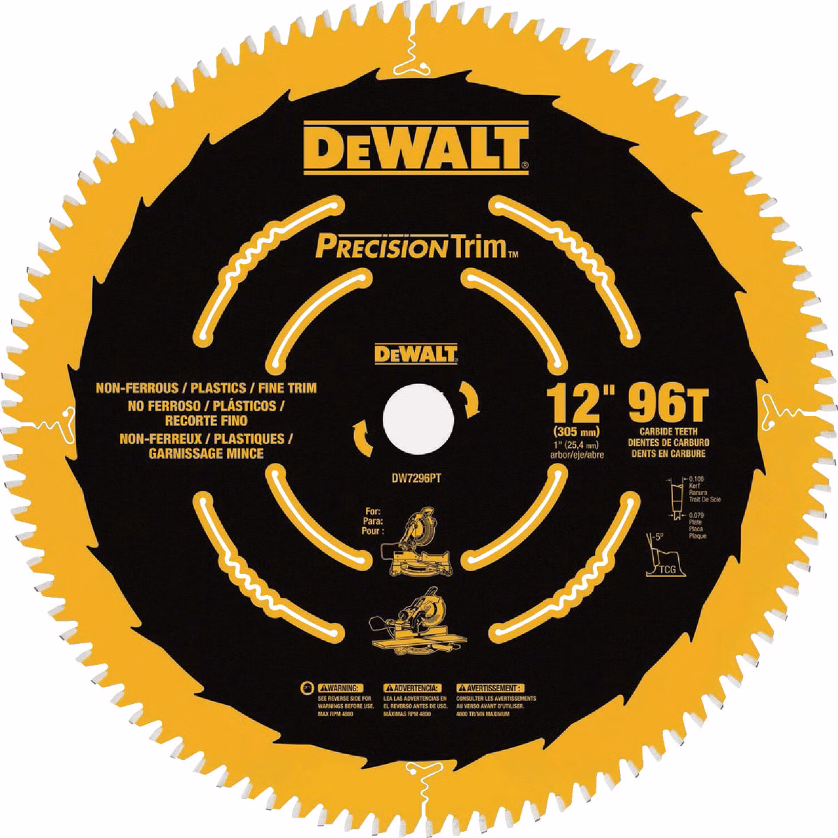 DEWALT 12 In. 100-Tooth Ultra Fine Finish Circular Saw Blade