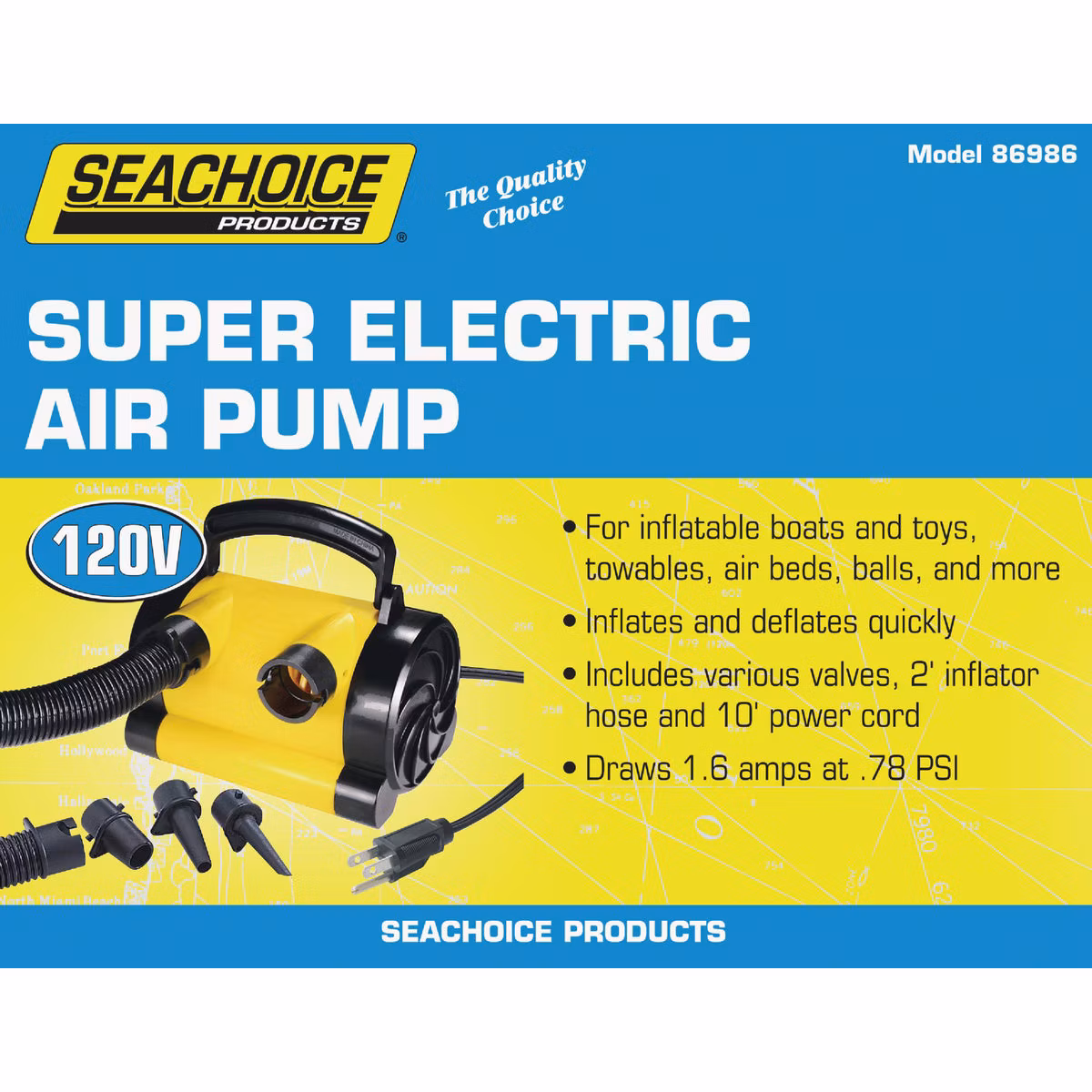 Seachoice 120V 0.78 psi General Inflatables and Boating Super Electric Inflator