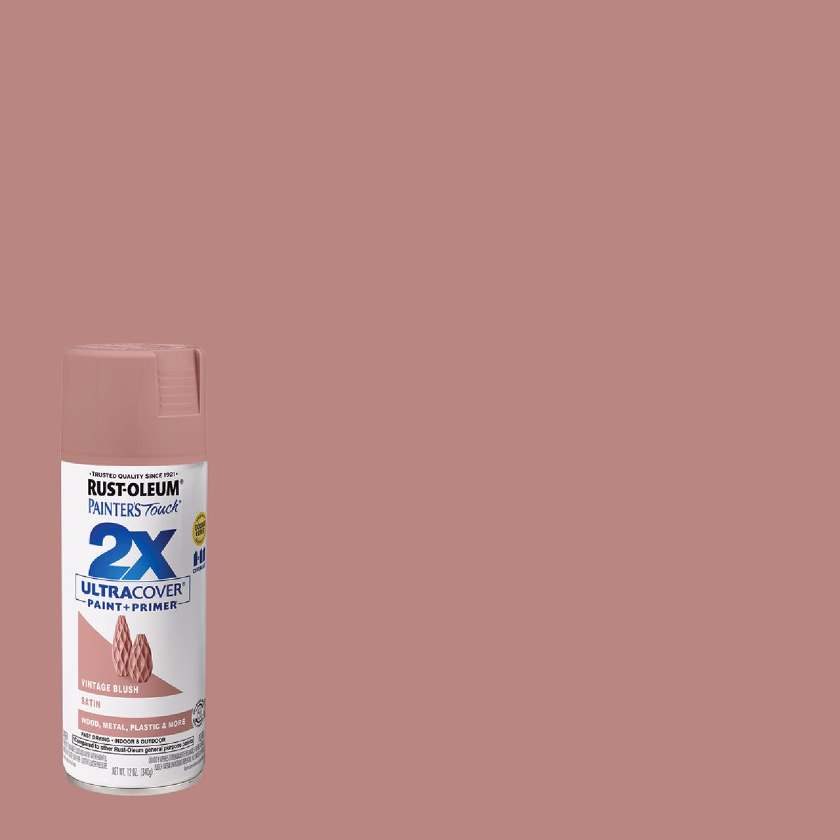 Rust-Oleum Painter's Touch 2X Ultra Cover 12 Oz. Satin Paint + Primer Spray Paint, Blush
