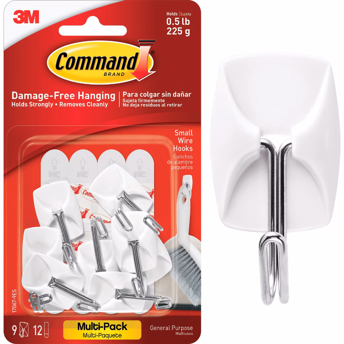 Command Small Wire Hooks Value Pack, White, 9 Hooks, 12 Strips
