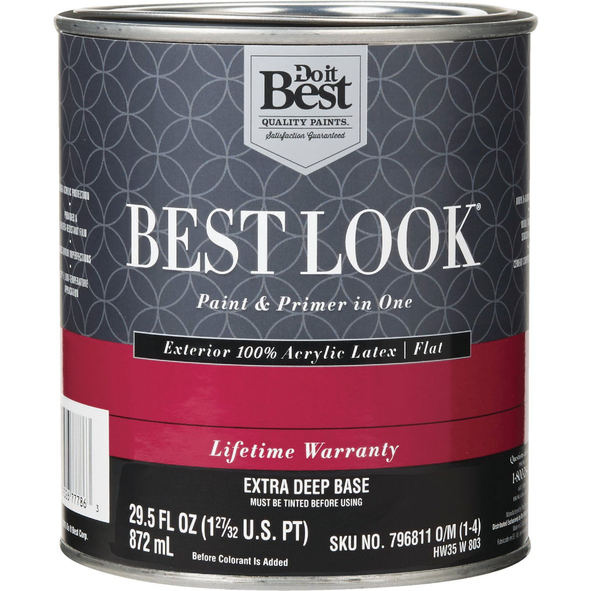 Best Look 100% Acrylic Latex Premium Paint & Primer In One Flat Exterior House Paint, Extra Deep Base, 1 Qt.
