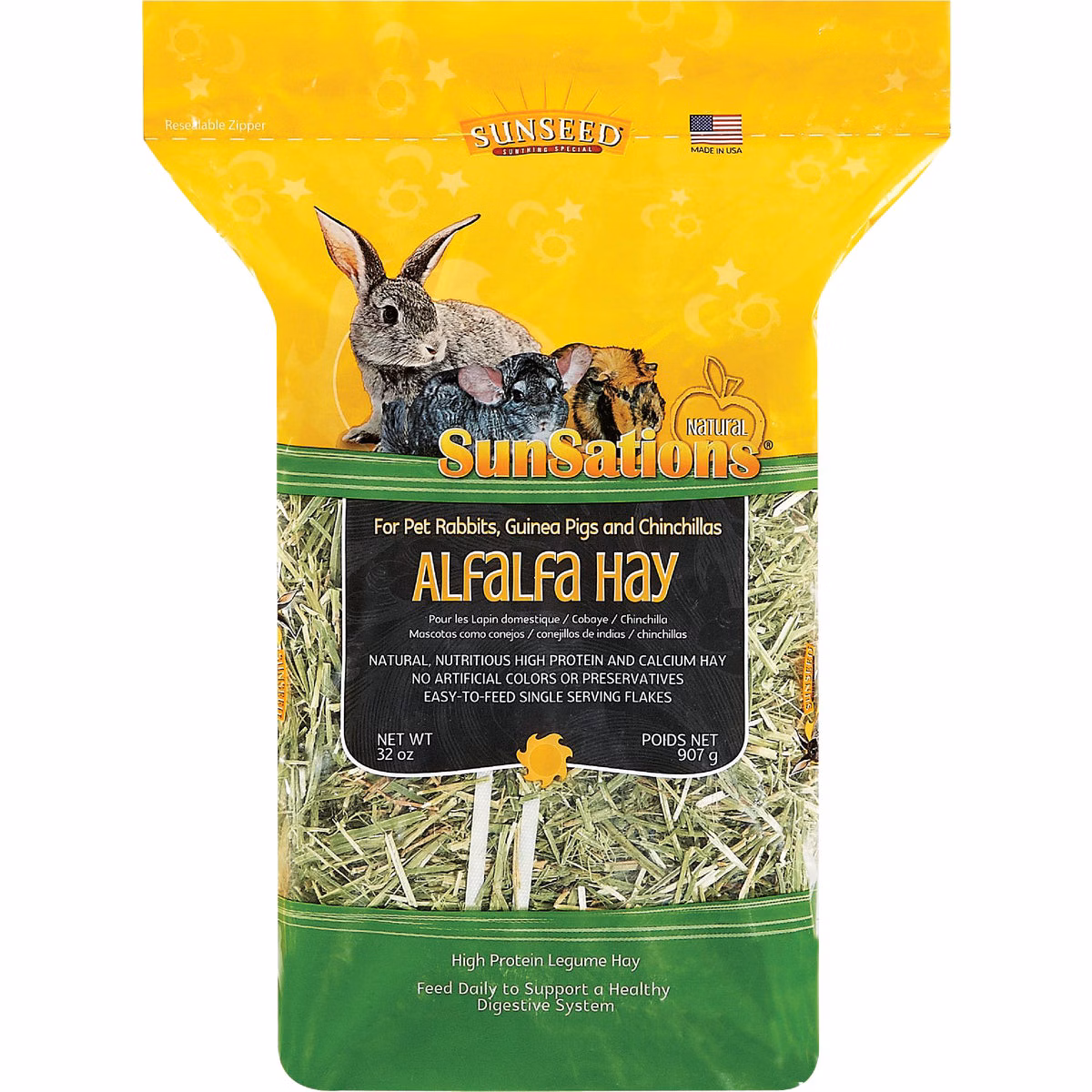Sunseed SunSations 32 Oz. Alfalfa Hay Chinchilla, Guinea Pig, & Pet Rabbit Food