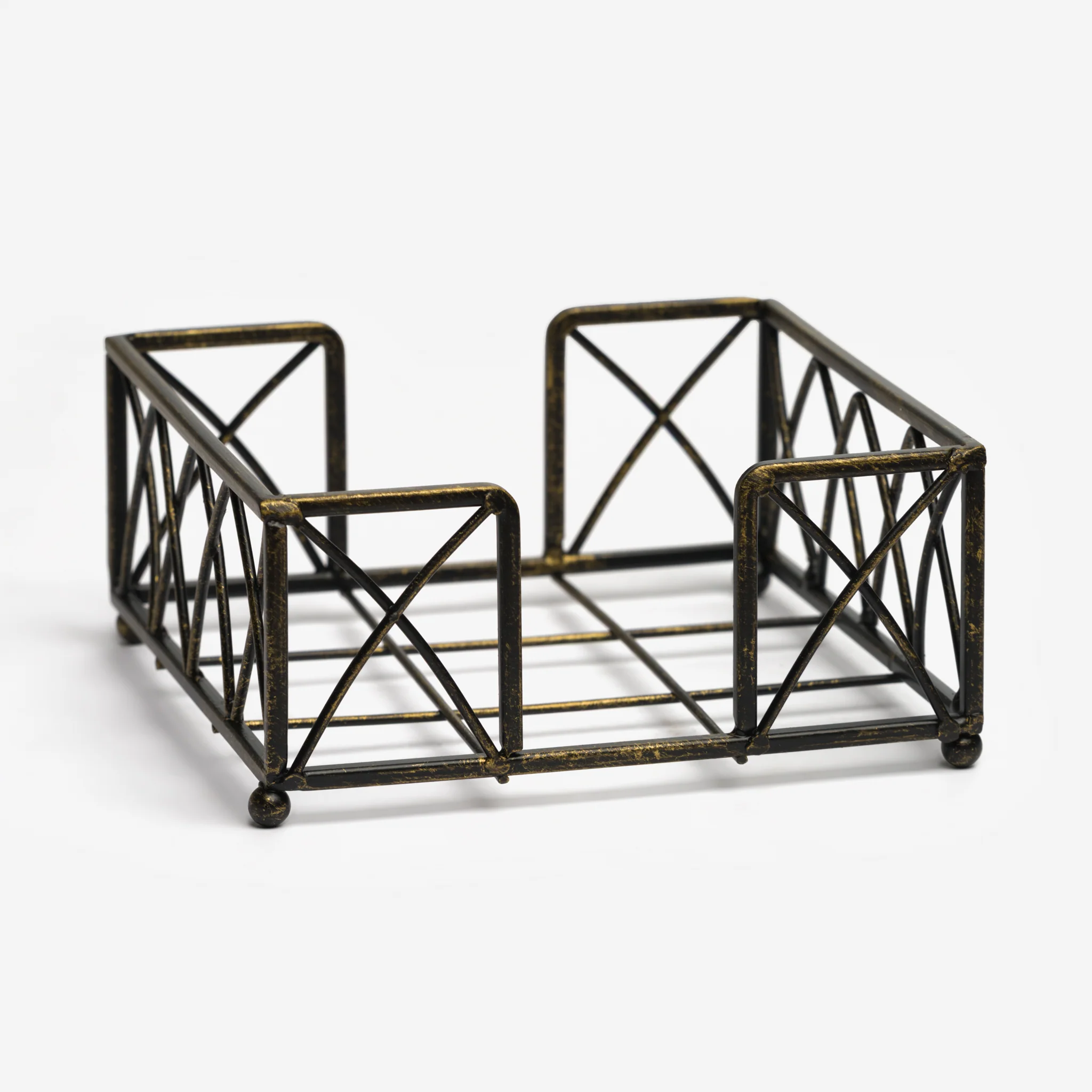 Arch Cocktail Napkin Caddy Antique Brass