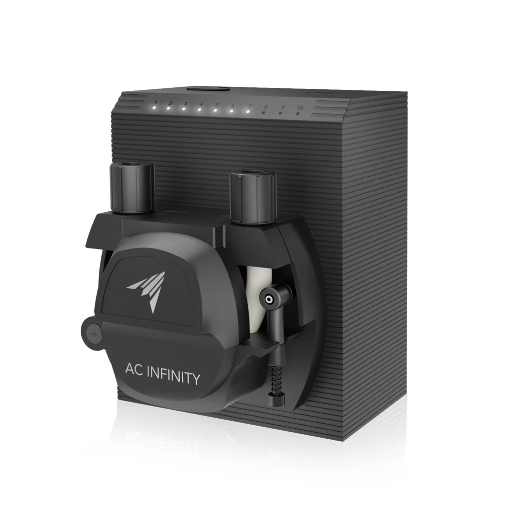 AC Infinity Peristaltic Pump, Two-Outlet Dosing Kit for Hydroponics, 10-Level Control, 210 ml/min
