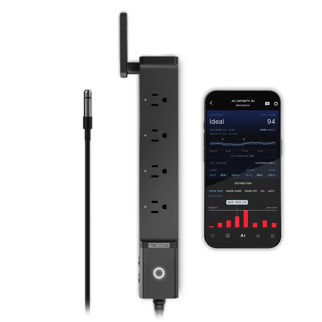 Ac Infinity OUTLET AI, Environment Controller 4-Outlet, with Temp Humidity VPD Sensor