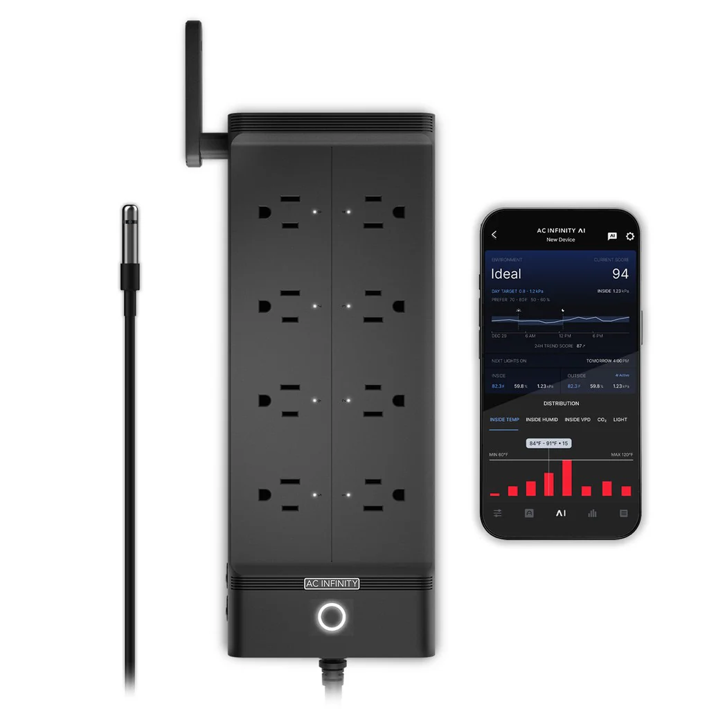 AC Infinity OUTLET AI+, Environment Controller 8-Outlet, with Temp Humidity VPD Sensor