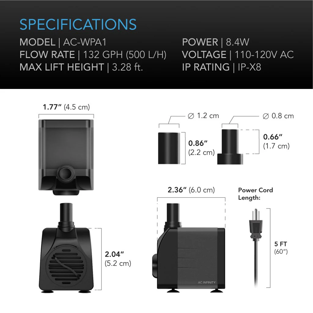 AC Infinity Submersible Water Pump