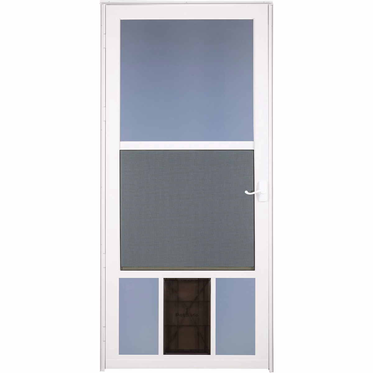 Larson Metal-Tech 32 In. W x 81 In. H x 1-1/4 In. Thick White Classic View Storm Door With Pet Door
