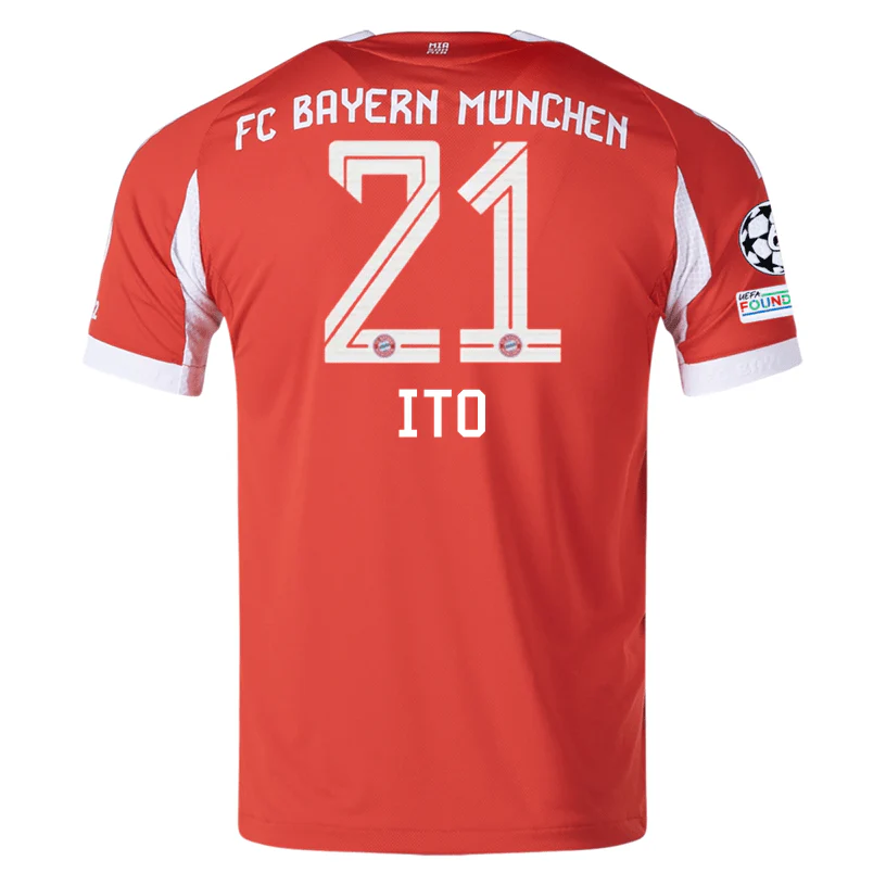 adidas Bayern Munich Ito Home Jersey w/ Champions League Patches 25/26 (Red)
