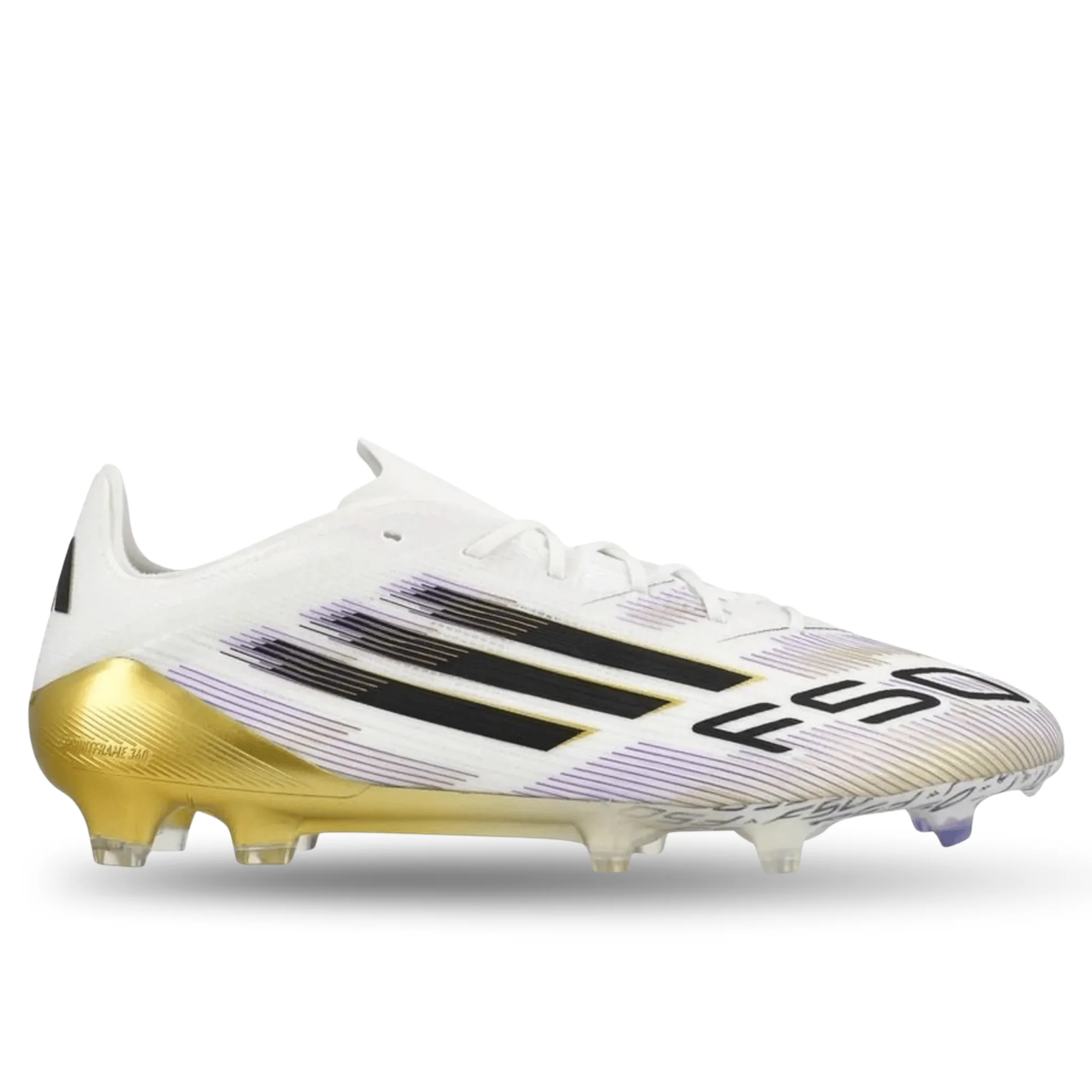 adidas F50 Elite Firm Ground Soccer Cleats (White/Black/Gold Metallic)