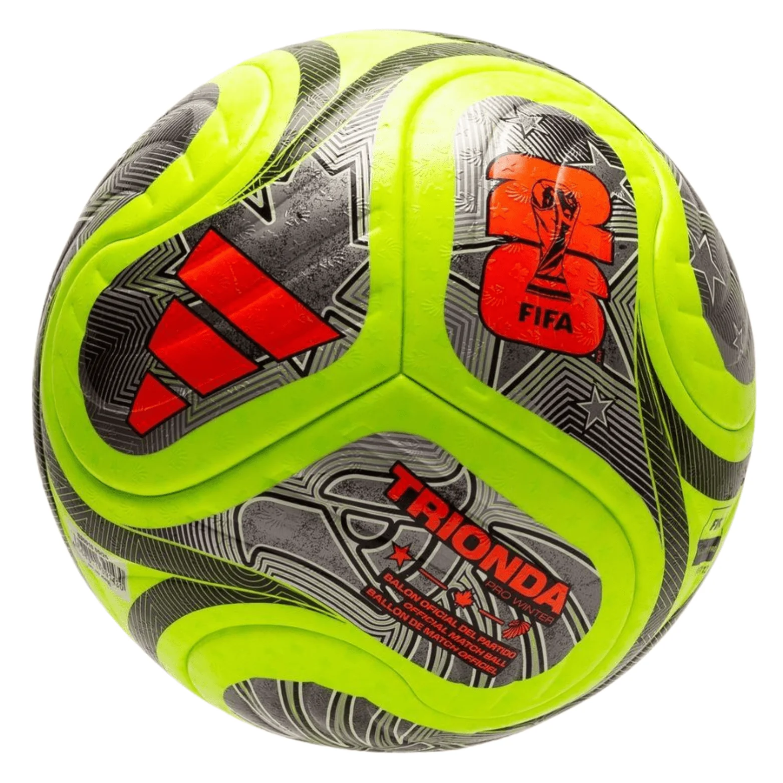 adidas FIFA World Cup 26 Trionda Pro OMB Winter Soccer Ball (Lucid Lemon/Black/Metallic Silver)