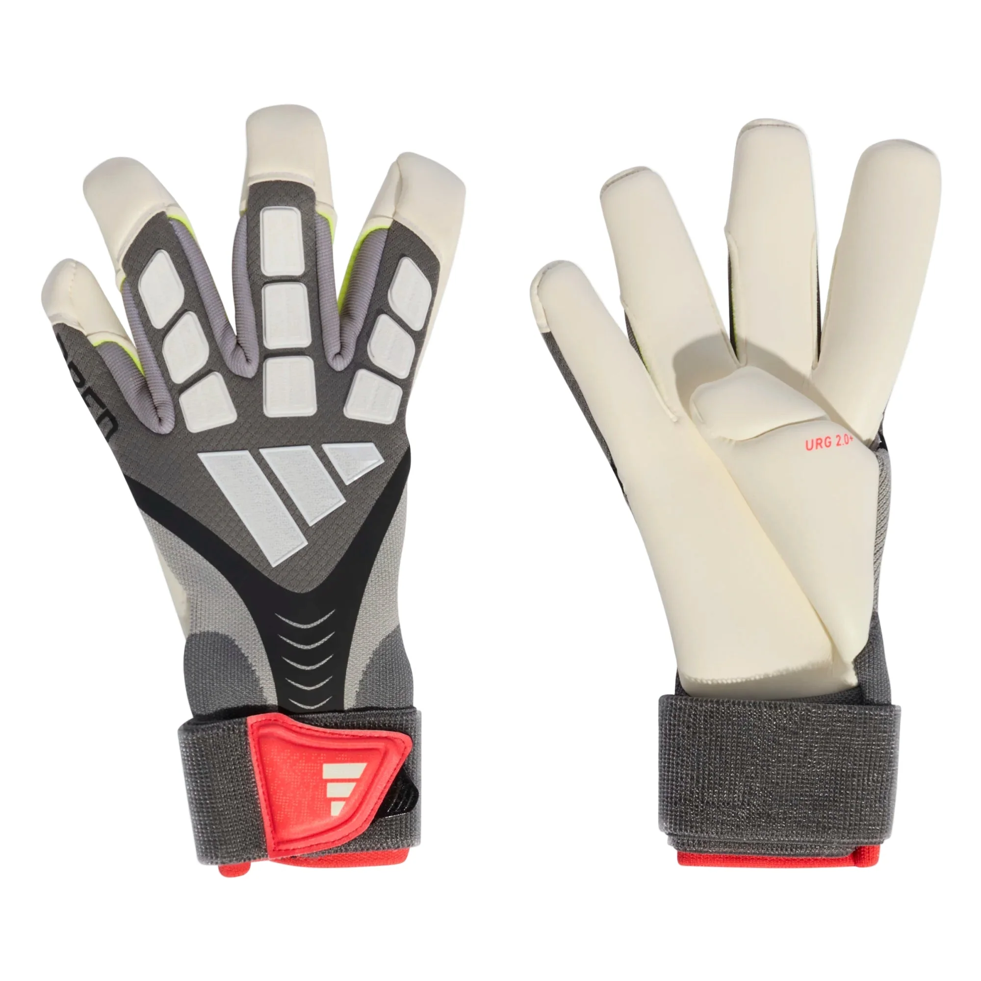 adidas Predator Pro Hybrid Strap Goalkeeper Gloves (Iron Metallic/Black/Lucid Red)