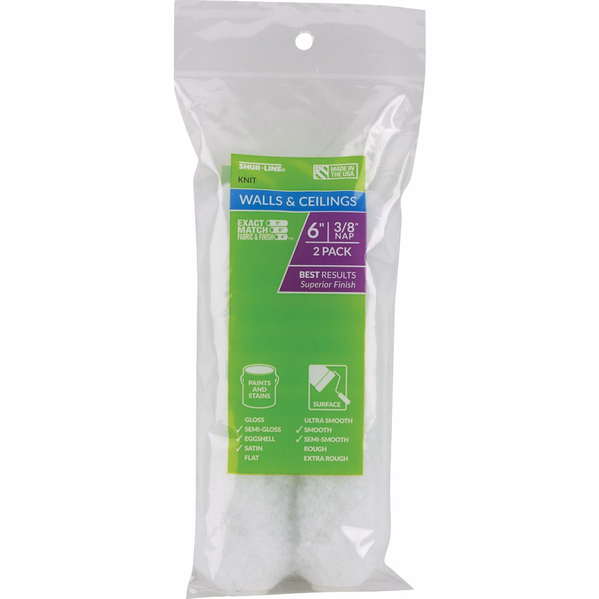 6 In. x 3/8 In. Paint+Primer Knit Roller Cover (2-Pack)