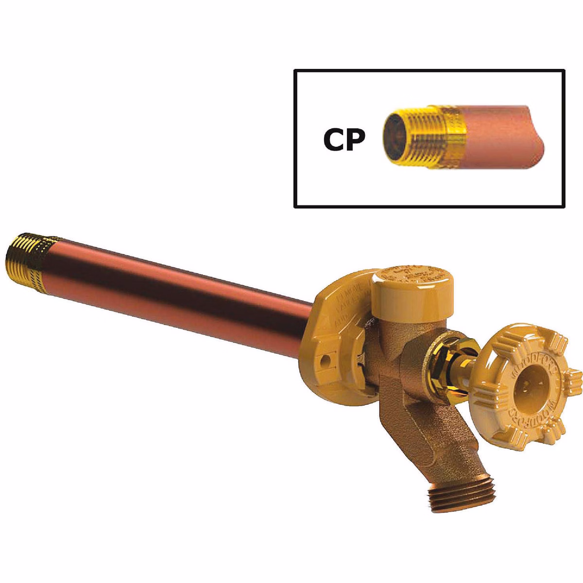 Woodford 1/2 In. SWT x 1/2 In. MIP x 3/4 In. MHT x 10 In. Brass Anti-Siphon Frost Free Wall Hydrant