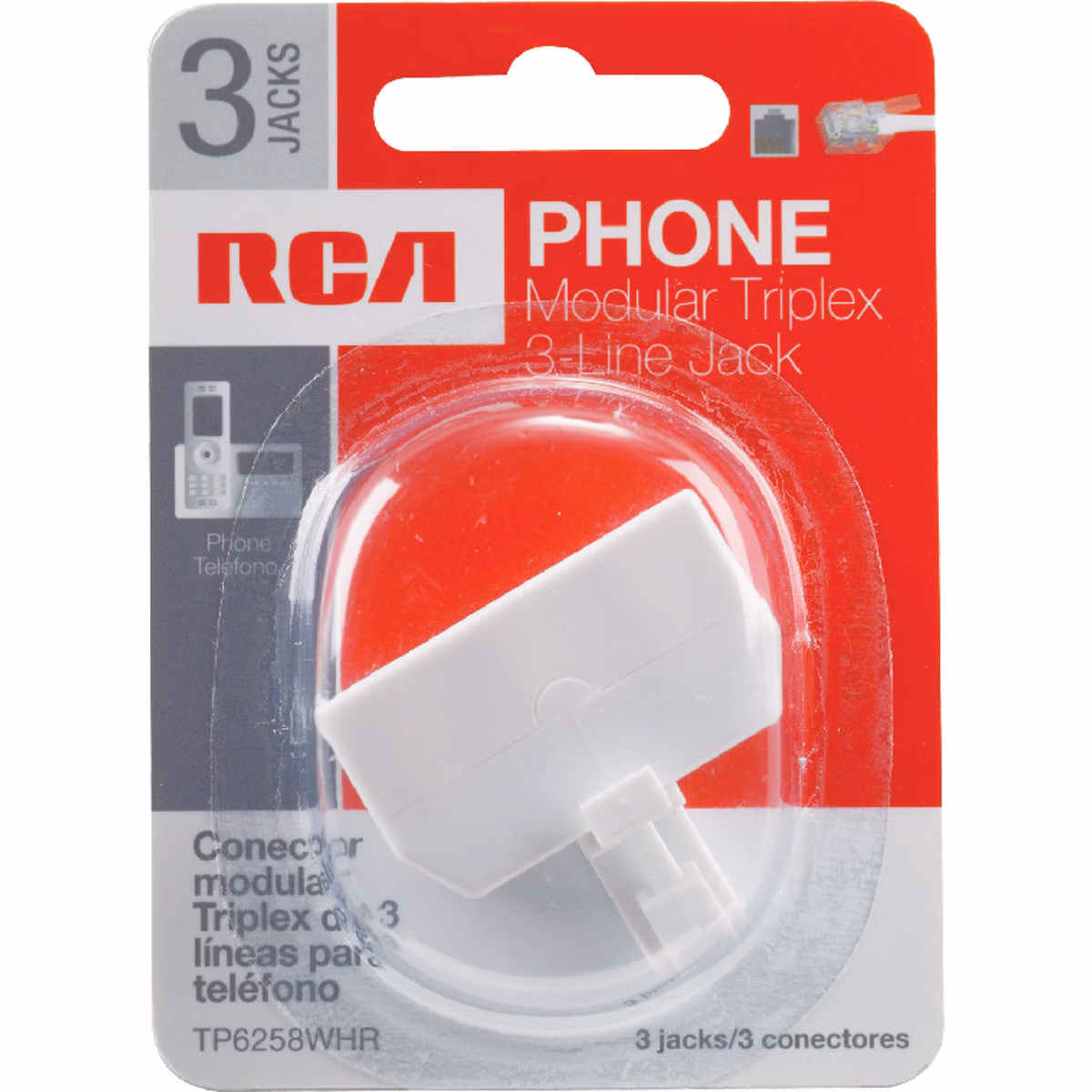 RCA White 3-Line Phone Splitter