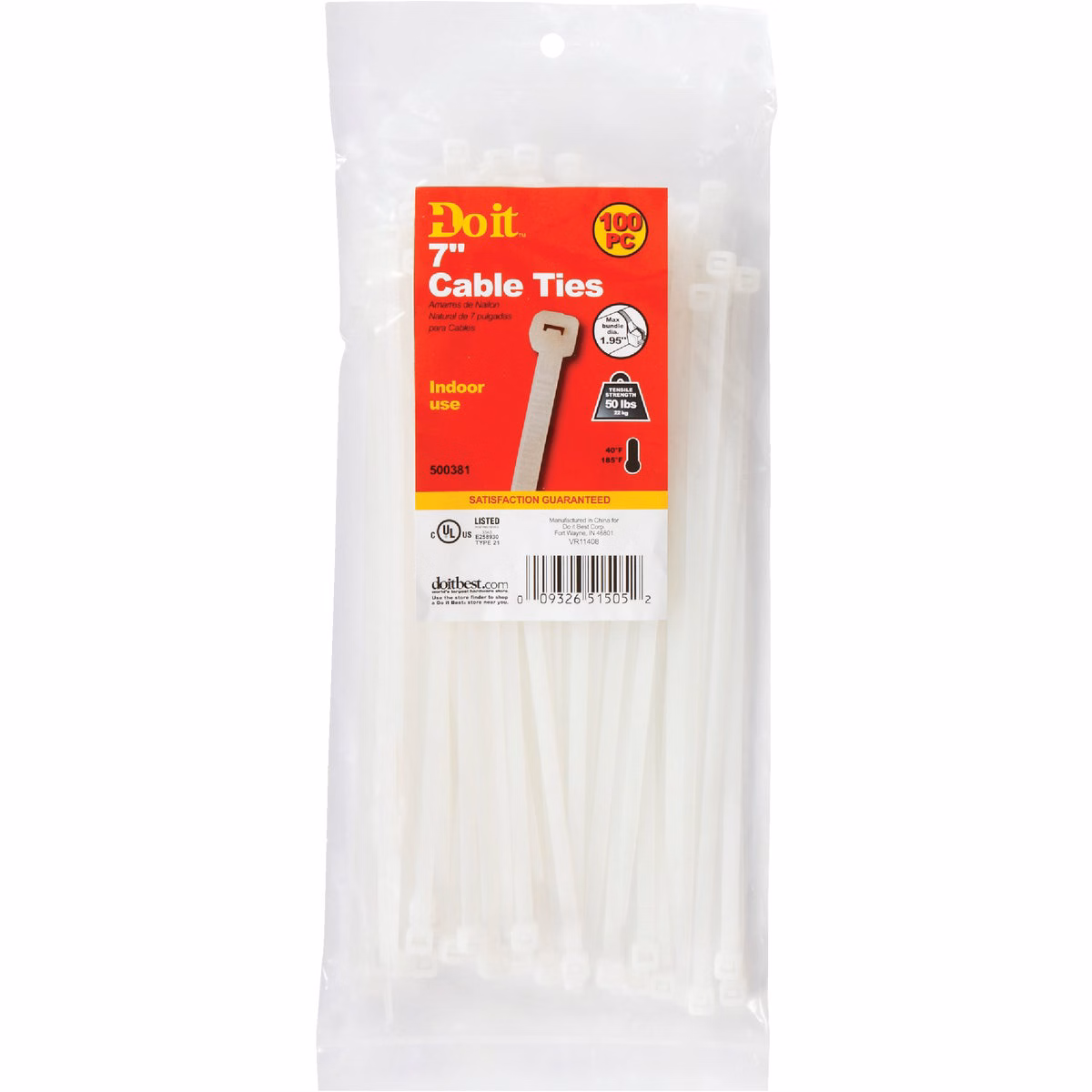 Do it Best 8 In. x 0.189 In. Natural Color Molded Nylon Cable Tie (100-Pack)