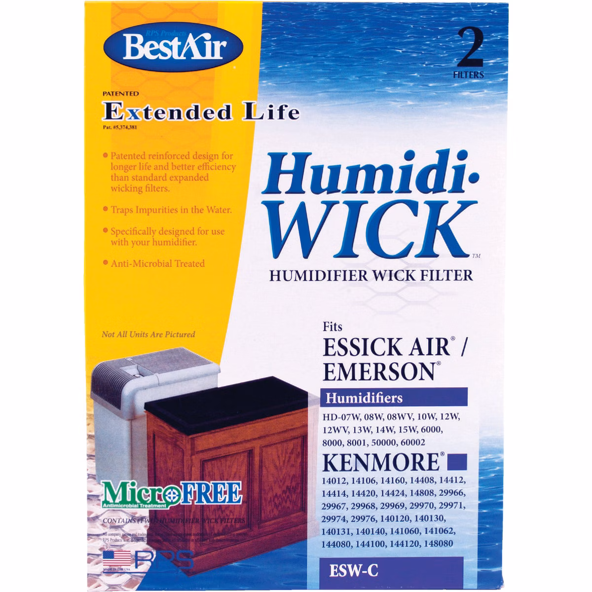 BestAir Extended Life Humidi-Wick ESW Humidifier Wick Filter (2-Pack)