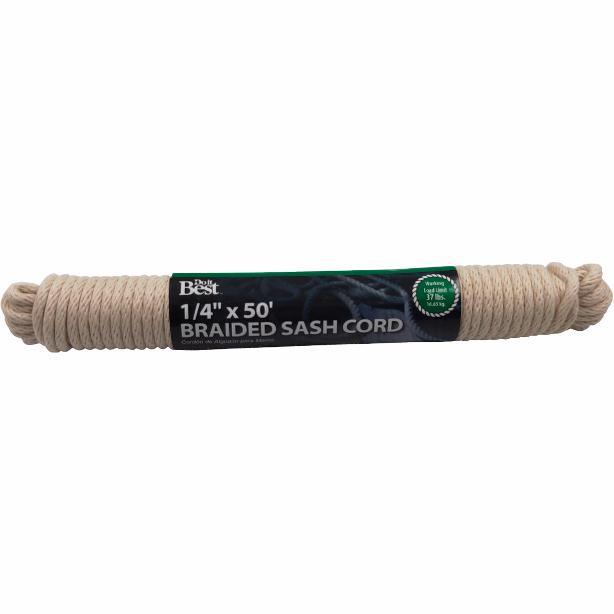 Do it Best 1/4 In. x 50 Ft. White Solid Braided Cotton Sash Cord