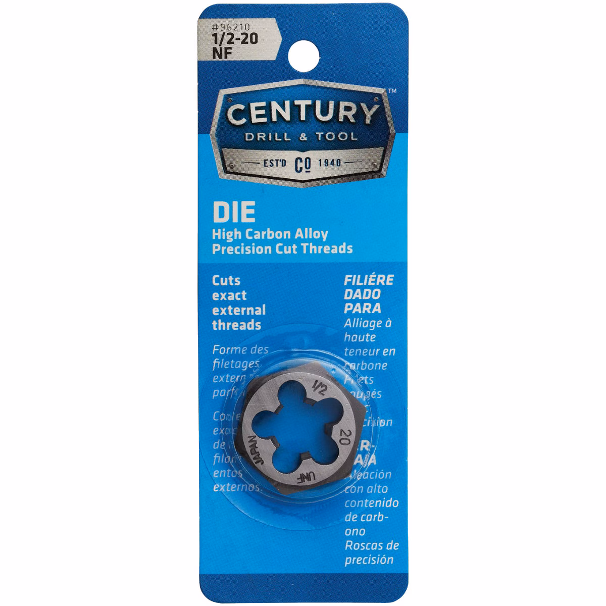 Century Drill & Tool 1/2-20 National Fine 1 In. Across Flats Fractional Hexagon Die
