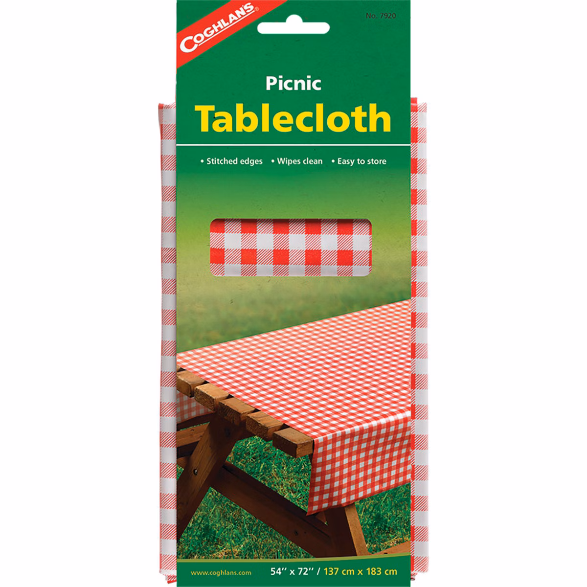 Coghlans 54 In. W. x 72 In. L. Red & White Plaid Vinyl Picnic Tablecloth