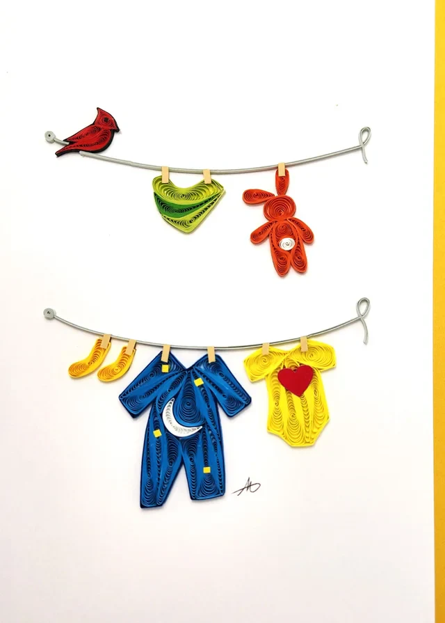 Baby Clotheslines Card by Iconic Quilling