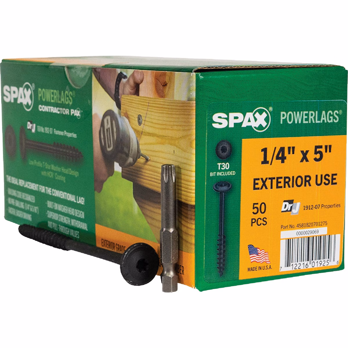 SPAX Powerlag 1/4 In. x 5 In. T30 Washer Head HCR (Exterior Rated) Lag Screw (50-Count)