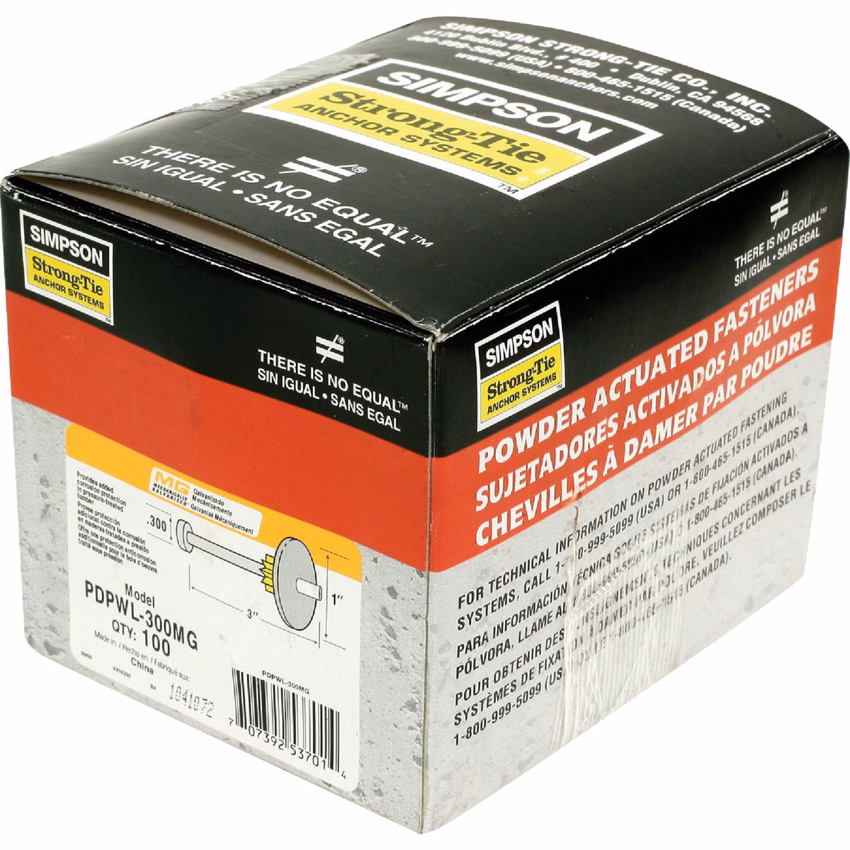 PDPAWL.157 in. x 2-7/8 in. Mechanically Galvanized Powder-Actuated Pin with 1 in. Washer (100-Qty)