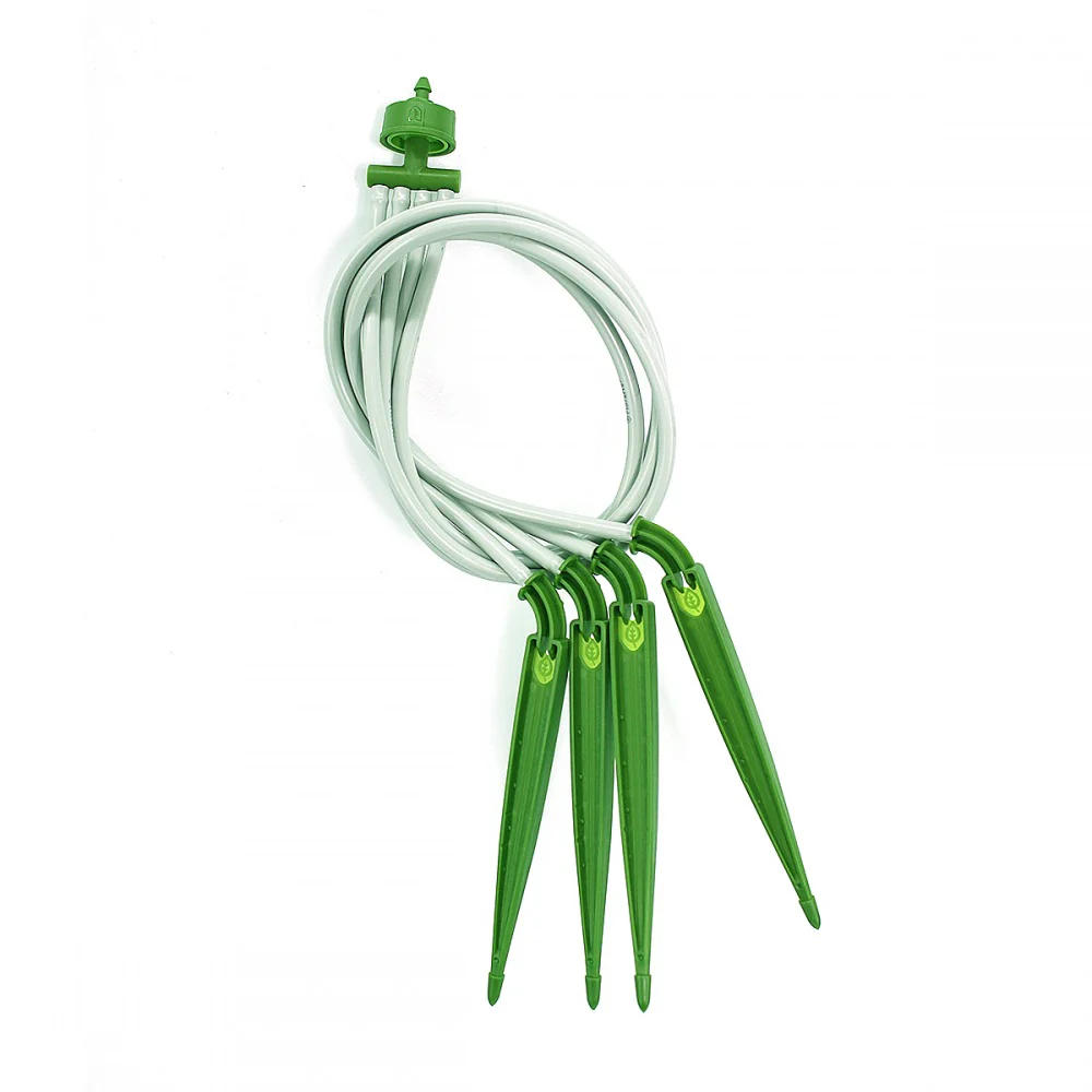 4-Way Parallel Micro Dripper Stake Assembly 0.15 GPH Per Stake | 18″, 24″ 30″ | Single Unit