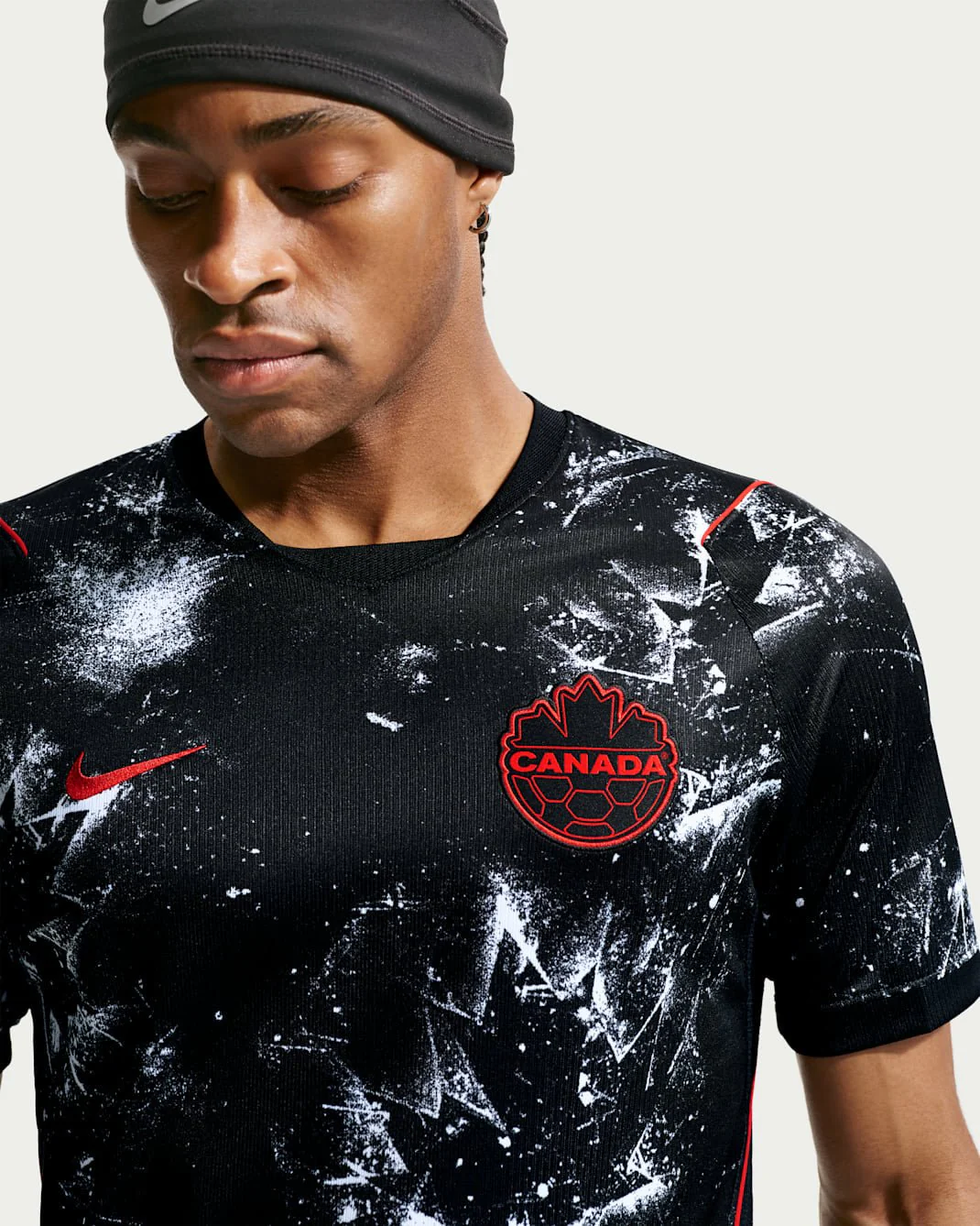 Nike Mens Canada Choiniere Away Stadium Jersey 2026 (Black/Red)